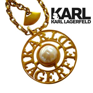 Vintage KARL LAGERFELD Long Necklace, Pearl Necklace, Ultra rare LAGERFELD 90s, Gift for Her, Haute Couture Jewelry, Lagerfeld Collector