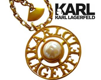 Vintage Karl Lagerfeld Gold Plated Chain Long Necklace - Etsy
