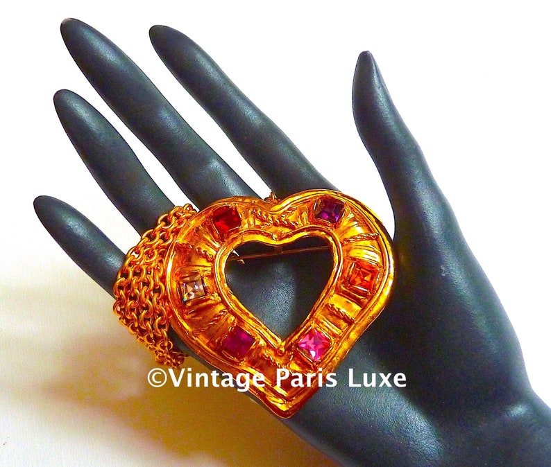 LACROIX Rare Collier Broche Coeur Cristaux Vintage 1992, Bijoux Haute Couture Vintage, Cadeau pour Elle image 3