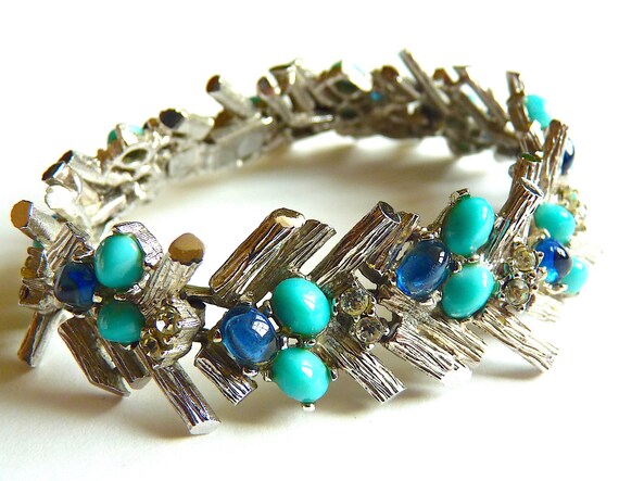 Mid Century CARVEN Bracelet, Turquoise Jewelry, Fr