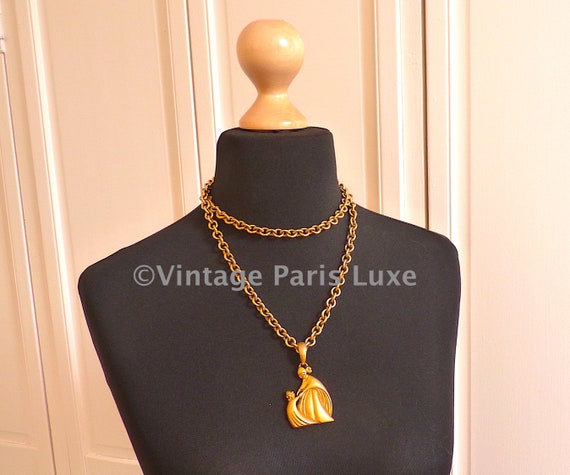 VIntage LANVIN PARIS Long Logo Chain Necklace wit… - image 6