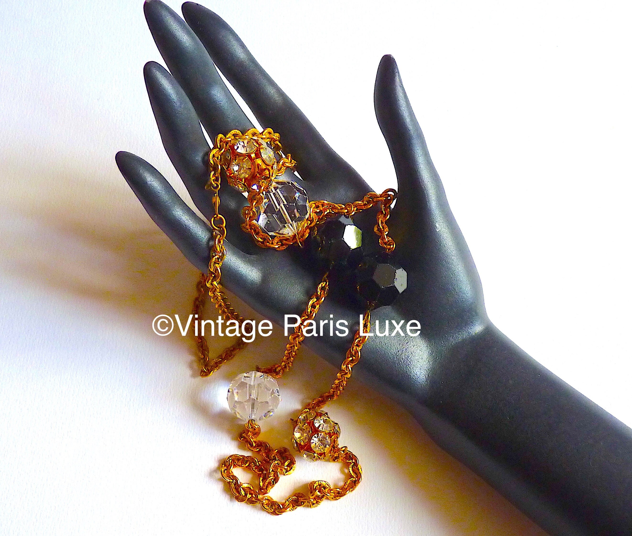 Sautoir Long Collier Perles Plaqué Or Haute Couture - Marque MONET Signé - Occasion Vintage