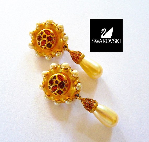 Swarovski Earrings, Vintage Pearl Jewelry, Pearl E