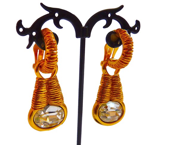 Vintage GUY LAROCHE PARIS Earrings, French Crysta… - image 2