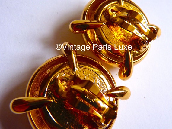 Vintage YSL Gold Clip On Earrings, Haute Couture … - image 3