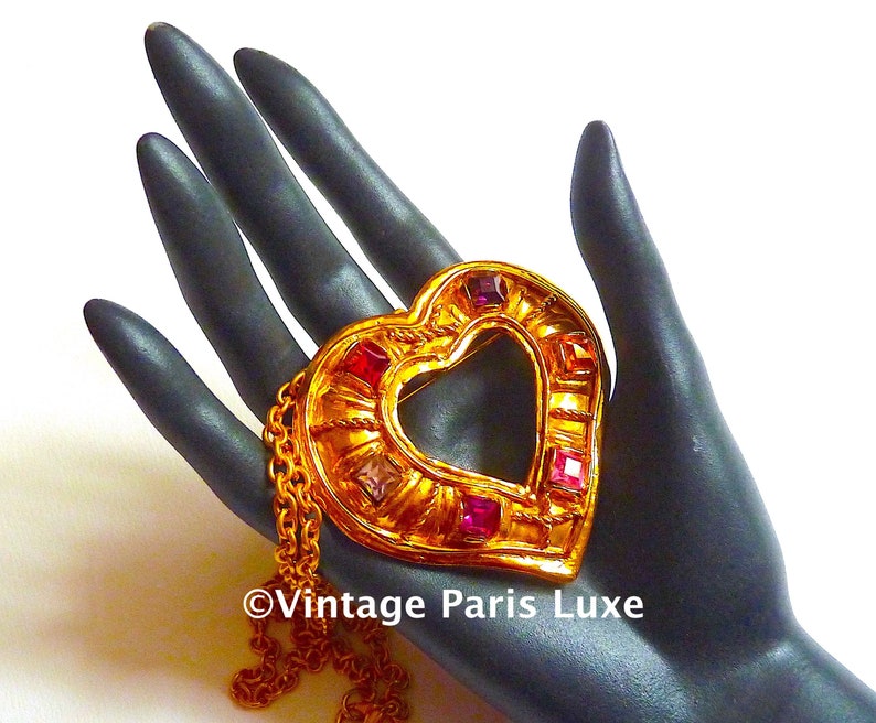 LACROIX Rare Collier Broche Coeur Cristaux Vintage 1992, Bijoux Haute Couture Vintage, Cadeau pour Elle image 4