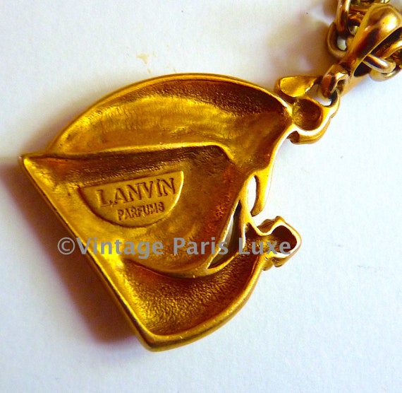 VIntage LANVIN PARIS Long Logo Chain Necklace wit… - image 8