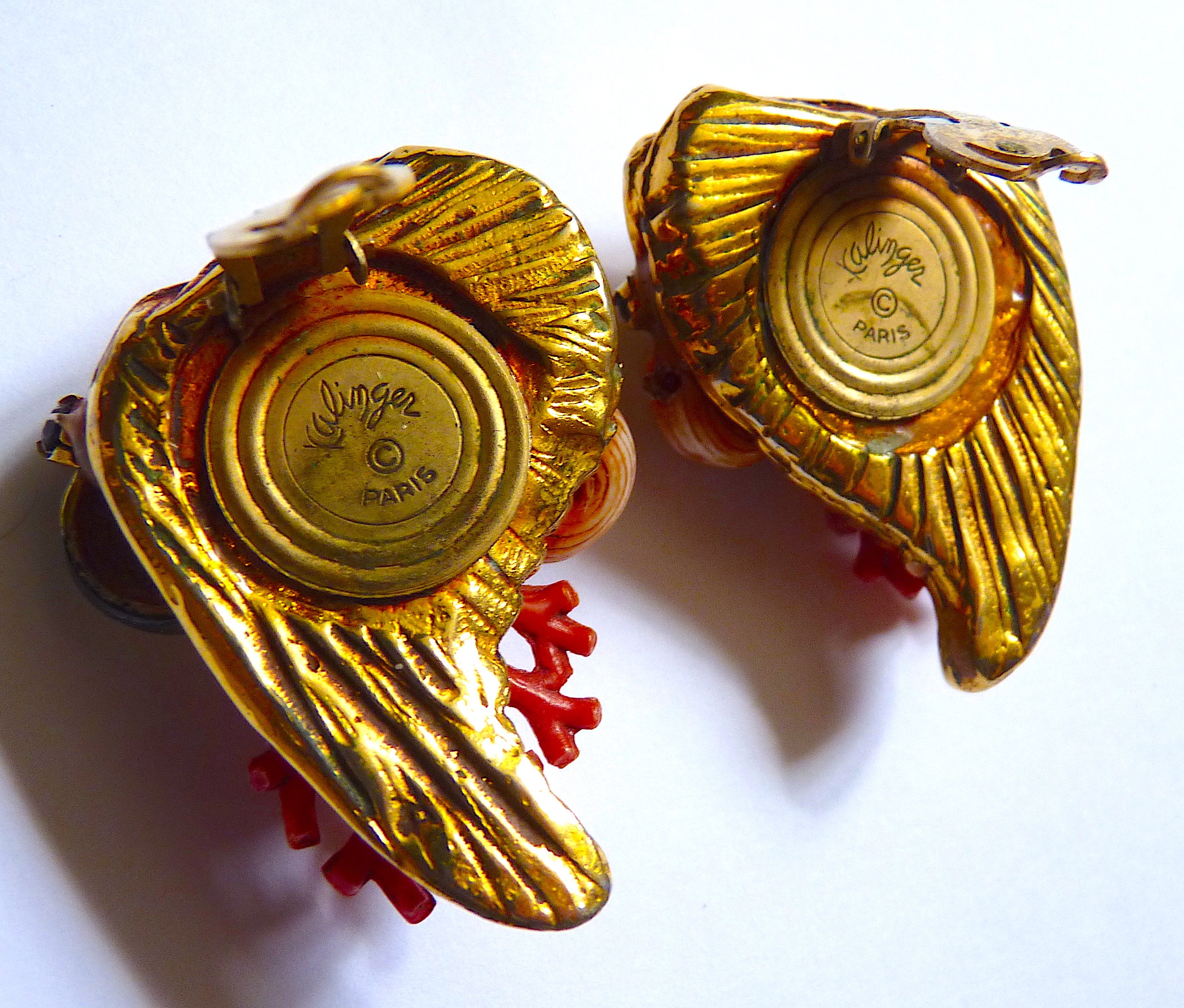Clips D'oreilles Vintage Kalinger Strass Et Perles Bleues - Années 80-90, Occasion Très Bon état