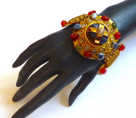 Vintage CLAIRE DEVE Cuff Bracelet with Polished N… - image 7