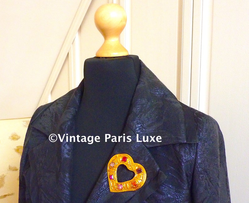 LACROIX Rare Collier Broche Coeur Cristaux Vintage 1992, Bijoux Haute Couture Vintage, Cadeau pour Elle image 6