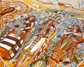 Rare Hermes Scarf  BRAND NEW with Box "Mythologies des Hommes Rouges" by Kermit Oliver, Rare Hermes Silk Carre, Gift for Her, Gift for Him