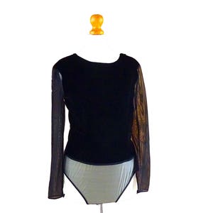 G. FERRE Bodysuit, NOS 90s, Black Velvet Bodysuit, Dei Mattioli Supplier G. FERRE, Italian Fashion, Christmas Gift for Her, Girlfriend Gift