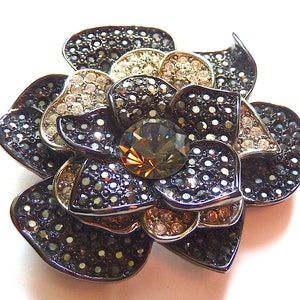 Vintage KENNETH Jay Lane Flower Broche, KJL Crystal Broche, KJL Vintage, Cadeau voor haar, Vintage Ondertekende Kostuum Sieraden