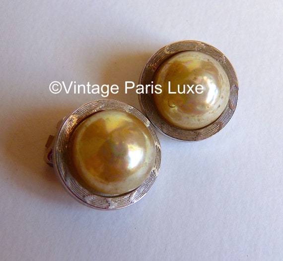 Vintage GROSSE GERMANY Pearl Earrings 70's Costume 