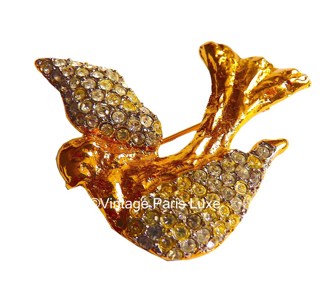 Rare YSL Fine Gold Plated Dove Brooch Designed by Goossens Etsy