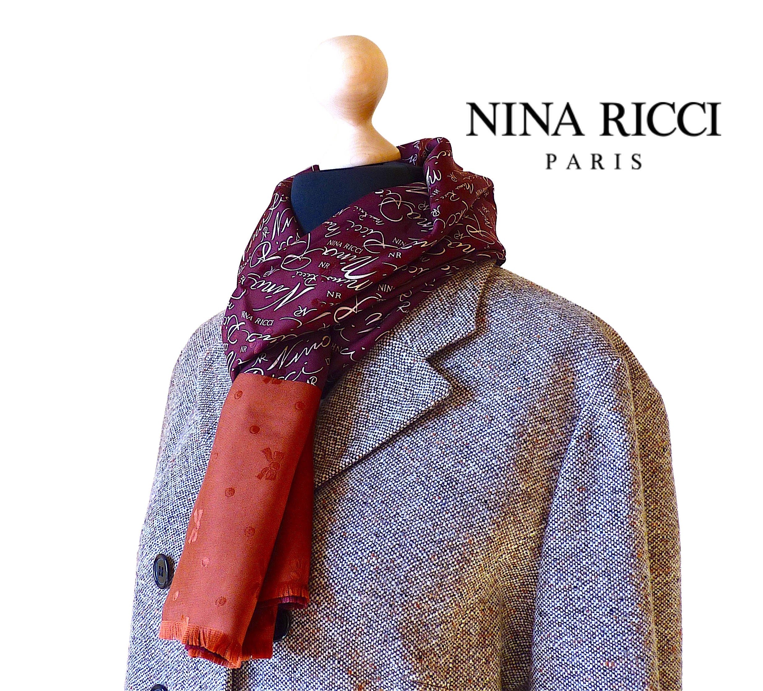 NINA RICCI バーガンディ カシミアストール