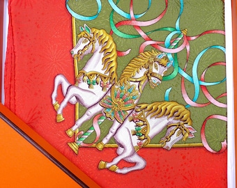 Hermes Jacquard Silk Scarf 35" Luna Park with Box