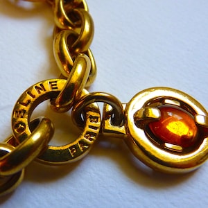 Vintage CELINE PARIS Poured Glass Charms Bracelet, French Haute Couture Jewelry, Gift for Her