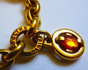 Vintage CELINE PARIS gegossenes Glas Charms Armband, Französischer Haute Couture Schmuck, Geschenk für Sie