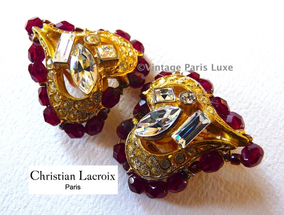Vintage CHRISTIAN LACROIX Earrings, Heart Earrings