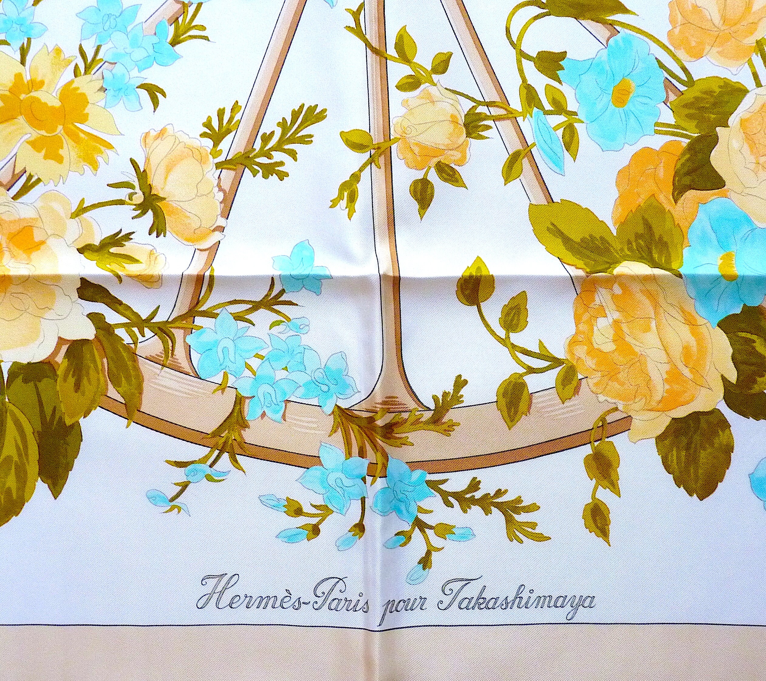 Rare Hermes Scarf Special Edition Romantique for Takashimaya