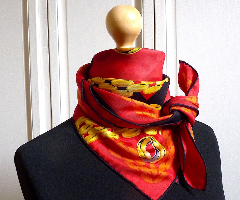 CARTIER PARIS Silk Scarf with Original Box, Must de Cartier Scarf, Gift for Her, Gift for Him, Christmas Gift image 1
