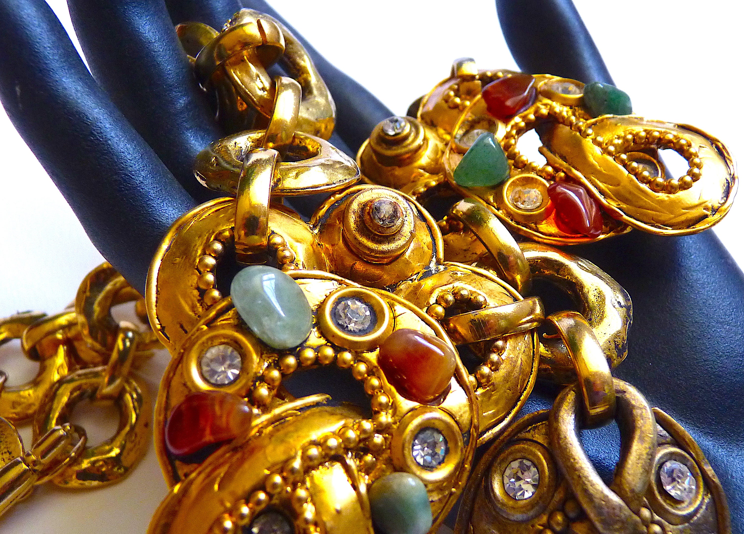 Vintage CLAIRE DEVE Necklace With Polished Natural Stones 80s - Etsy