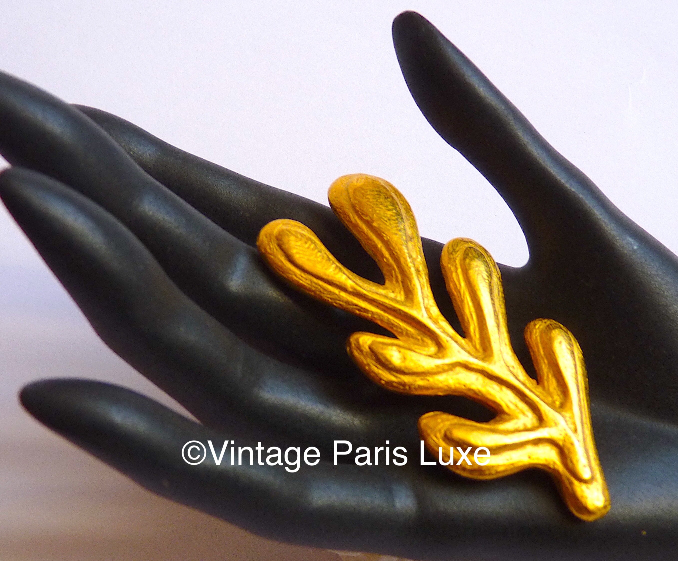 Broche Vintage Edouard Rambaud Paris - Dorée à L'or - Designer Français - Années 90 - Occasion