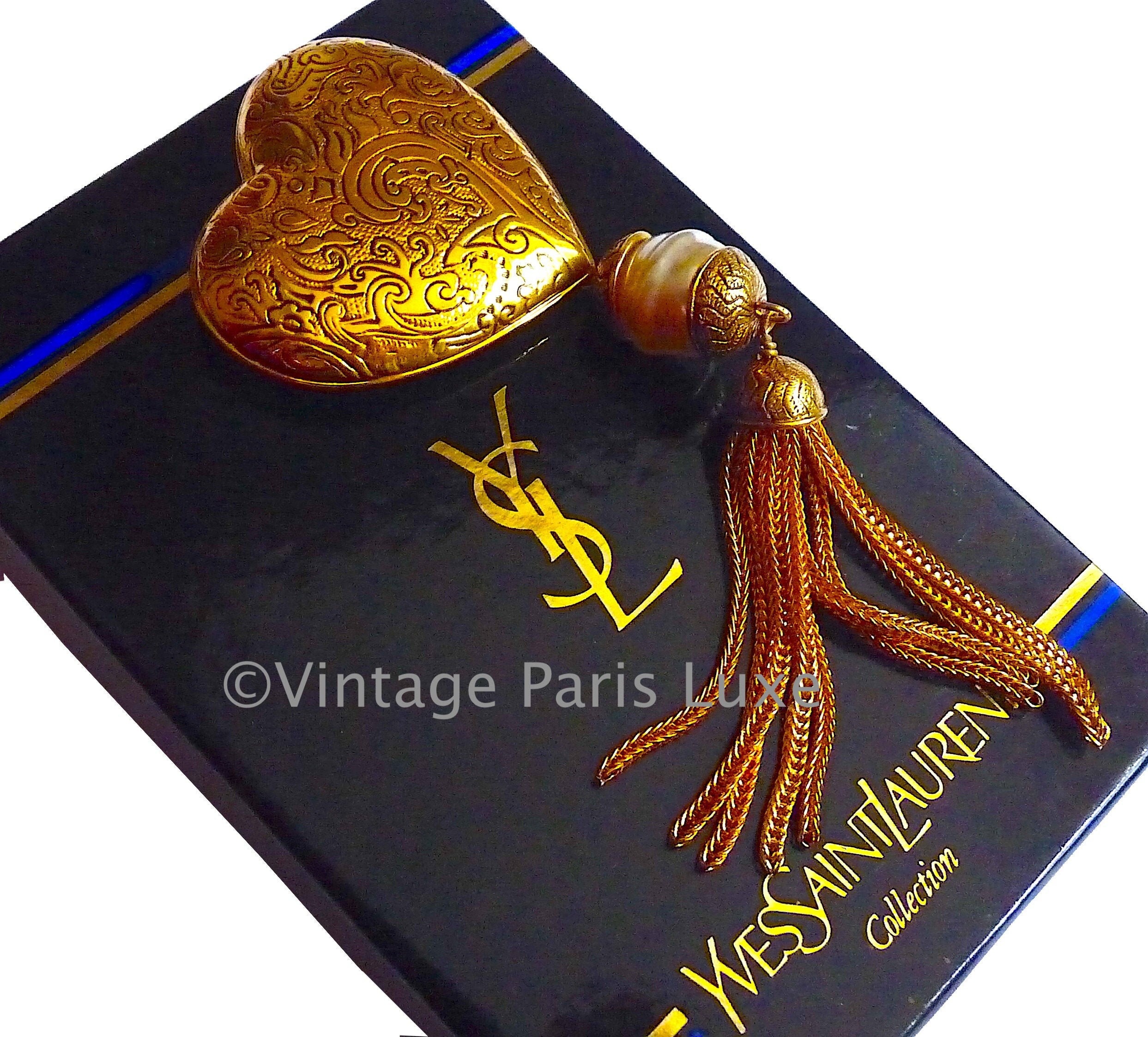 Vintage Yves Saint Laurent YSL Necklace Red Star Gunmetal Tassel