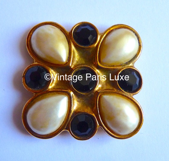 Signed GUY LAROCHE PARIS Vintage Pearl Brooch, Fr… - image 2