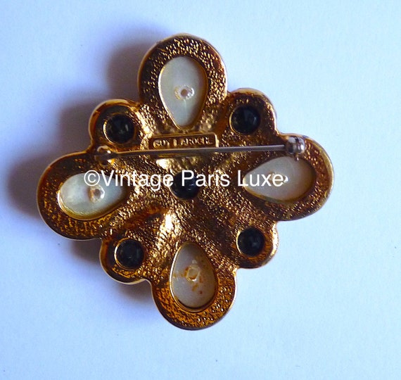 Signed GUY LAROCHE PARIS Vintage Pearl Brooch, Fr… - image 6