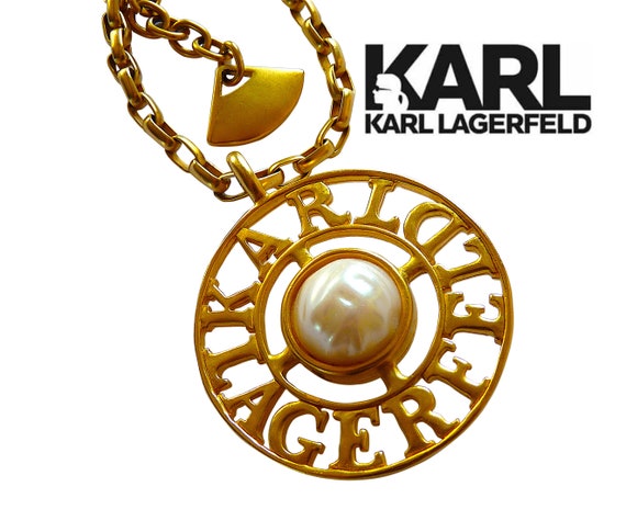 Vintage KARL LAGERFELD Long Necklace Pearl Necklace Ultra Rare