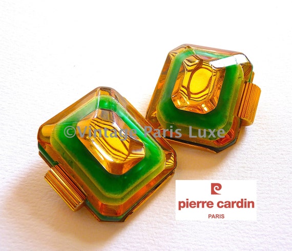 Vintage PIERRE CARDIN Massive Ear Clips, CARDIN 7… - image 1