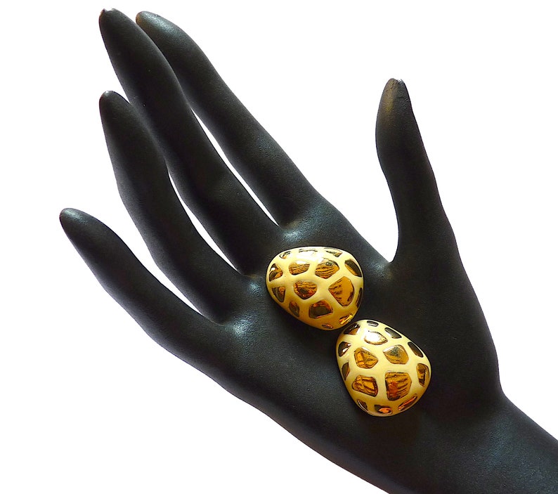80s Couture Jewelry Gift for Her Vintage CINER Earrings Leopard Pattern Earrings Mother Day Gift CINER Jewelry 80s Earrings