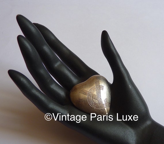 Vintage YSL Logo Brooch, 80s Yves Saint Laurent J… - image 3