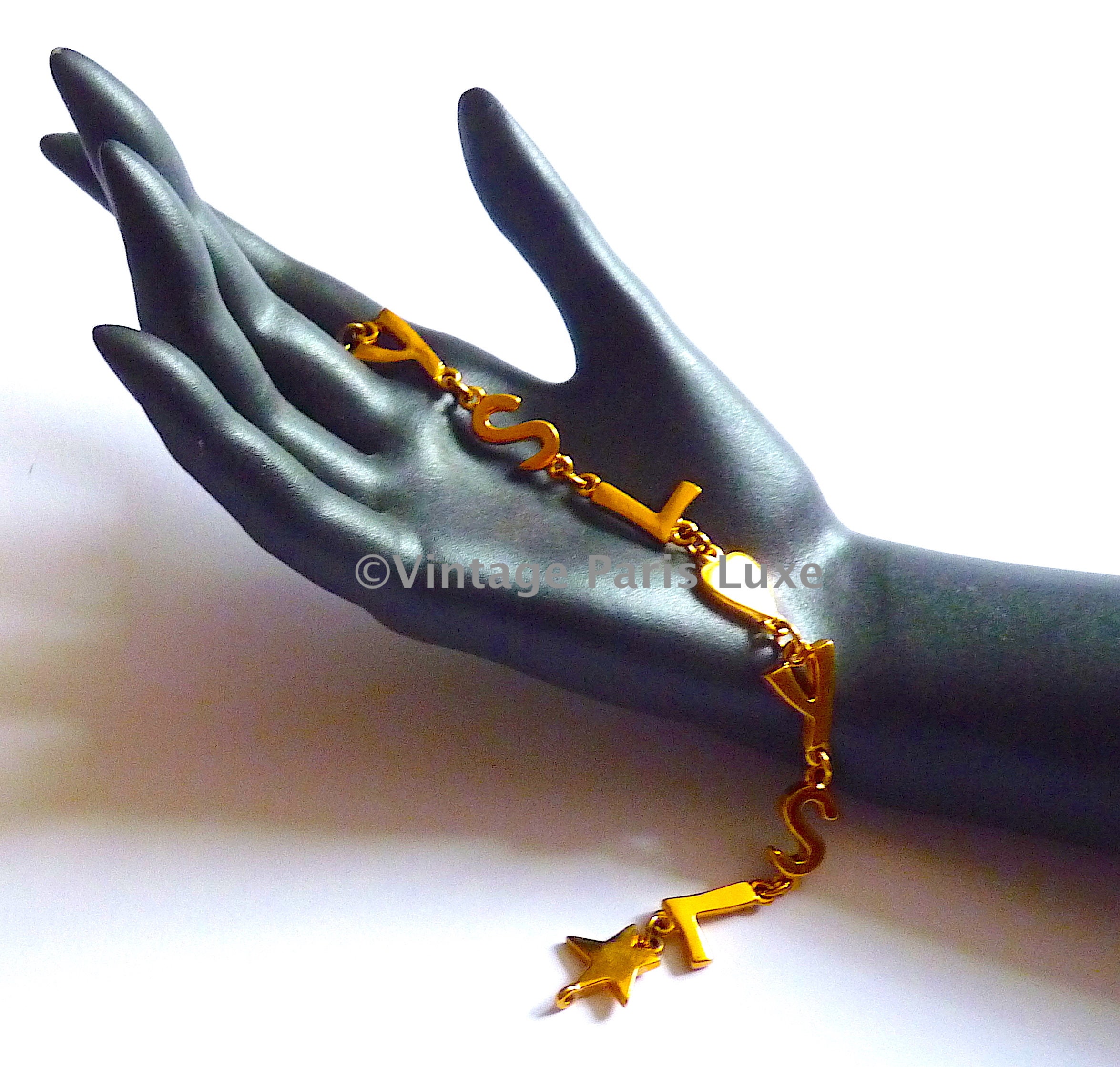 Rare YSL Logo Bracelet, Vintage Yves Saint Laurent Jewelry