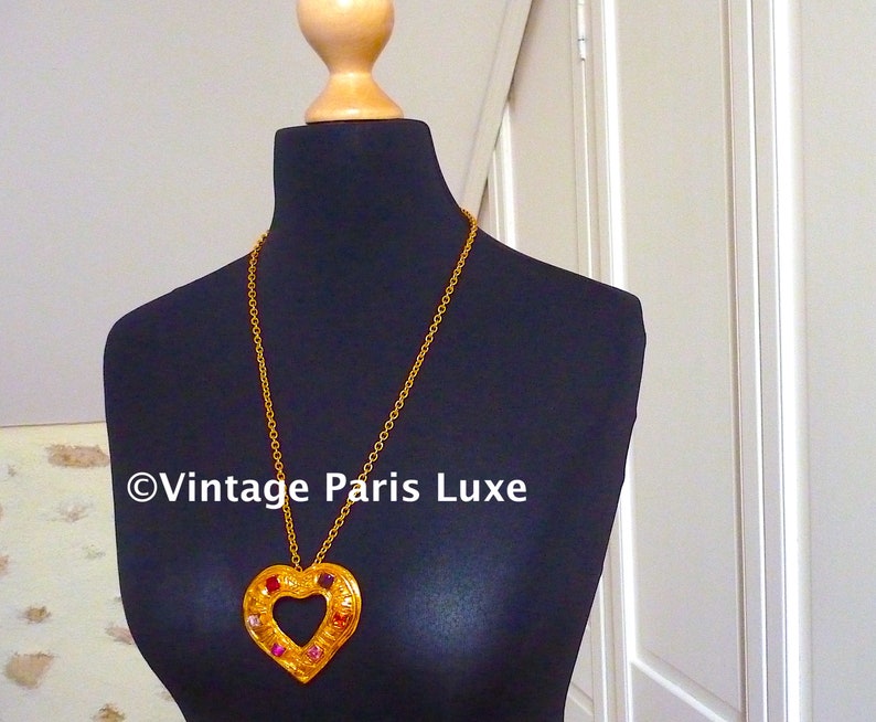 LACROIX Rare Collier Broche Coeur Cristaux Vintage 1992, Bijoux Haute Couture Vintage, Cadeau pour Elle image 7