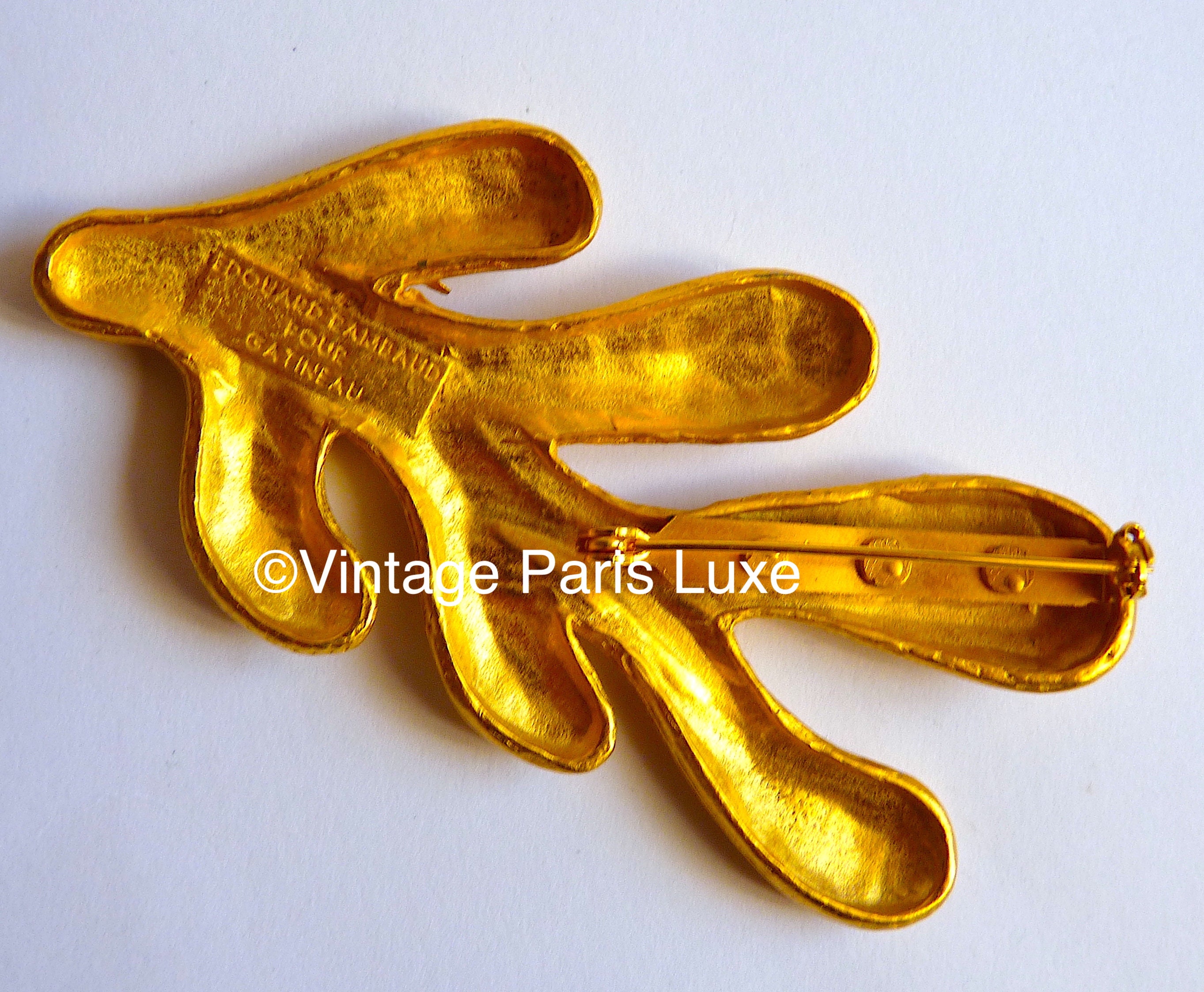 Broche Vintage Édouard Rambaud En Métal Doré - Occasion, Bijou Rétro Et élégant !