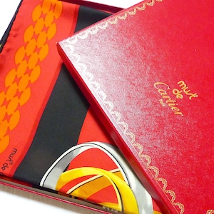 CARTIER Silk Scarf BRAND NEW with Original Box, Must de Cartier Scarf, Vintage Cartier Paris, Gift for Her, Gift for Him