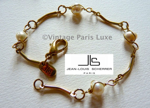 Vintage SCHERRER PARIS Pearl Bracelet, Wedding Co… - image 1