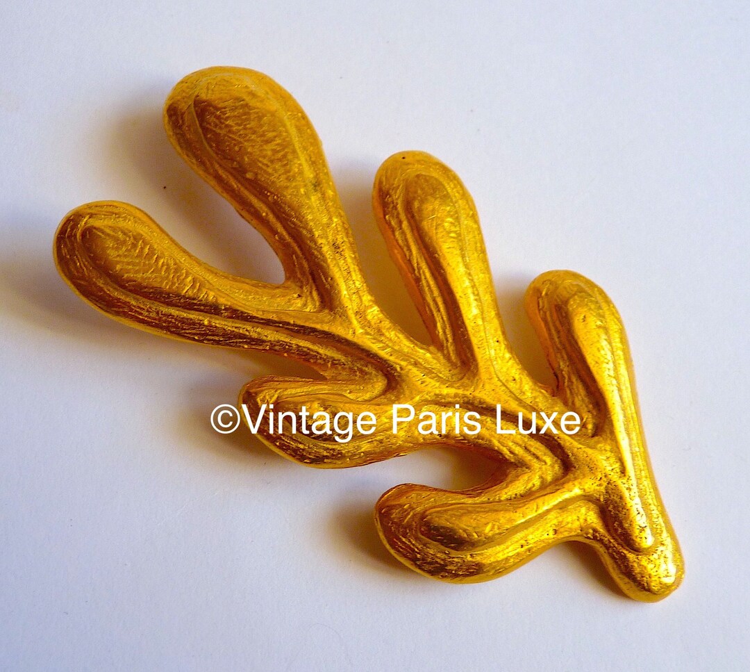 Broche Vintage Édouard Rambaud En Métal Doré - Occasion, Bijou Rétro Et élégant !