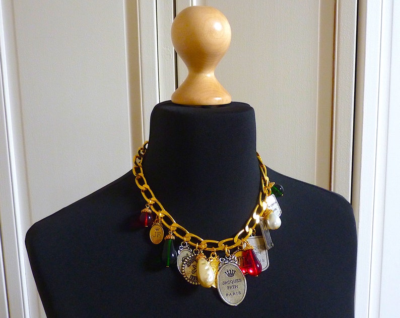 Collar de cristal vertido de Jacques Fath Paris: joyería vintage de alta costura francesa imagen 6