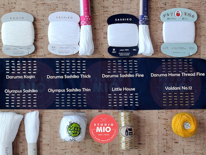 Sashiko thread comparison, Olympus, Daruma, Little House, Valdani