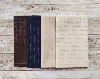 Cosmo, Hidamari Sashiko Panel, Pre-printed Wash-Away (Jujitsu-Tusnagi Cross Pattern) Cotton & Linen Blend  FLAT RATE SHIPPING