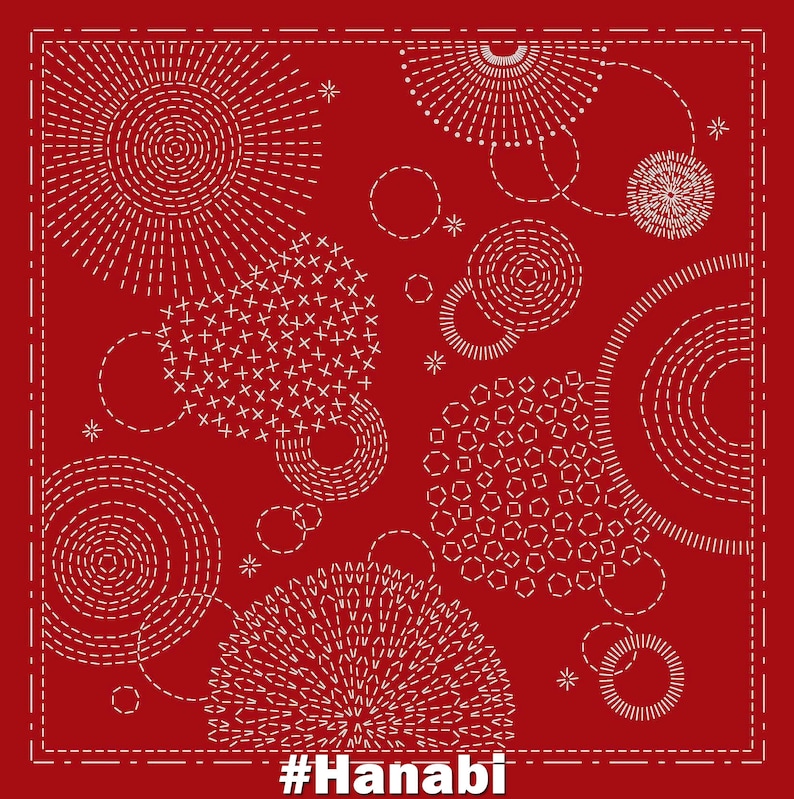 Sashiko coasters, preprinted fabric, sashiko cloth, cotton & linen blend fabric, hand-printed, Japanese embroidery fabric, sashiko, wall hanging, quilt.
Wagara, Christmas Sashiko Panel, Pre-printed, water-soluble panel by QH Textiles, Hitomi Fujita