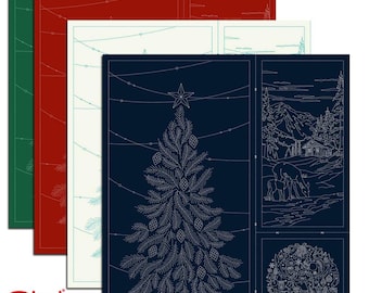 Panel Wagara Sashiko | Wesołe życzenia 2 | Bawełna 100% z nadrukiem | 100 cm (1,09 yd) x 110 cm (1,2 yd) STAŁA CENA WYSYŁKI