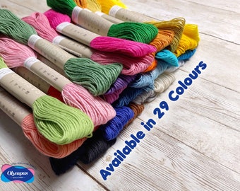 Olympus Sashiko Threads 29 Solid Colours | 20m skeins | 6 strands | FLAT RATE SHIPPING