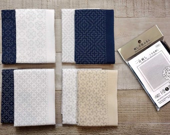 Olympus Hana-Fukin | Sashiko Cloth 33cm x 33cm | Pre-Printed In Water-Soluble Ink | Hitomezashi | FLAT RATE SHIPPING