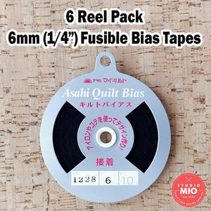 SPARSET mit 6 Rollen (nur SCHWARZ) Bügelband 6 mm x 10 m Schrägband | Schrägband zum Aufbügeln | Versandpauschale