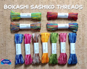 Olympus Bokashi & Colourful Sashiko Threads | 100m (109yd) skeins | Thick Variegated | FLAT RATE SHIPPING
